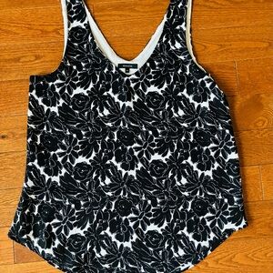 RW&CO. Black and White Floral Tank Top